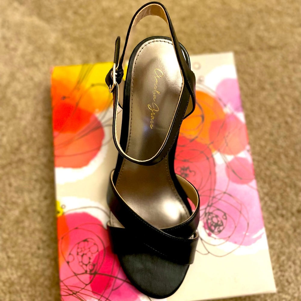 amelia grace hildaa Black nappa Wedge Sandals